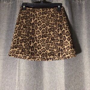 Pink Lily Brown Leopard Mini Skirt